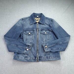 Michael Kors Jacket Womens Medium Blue Riviera Zip Up Trucker Denim